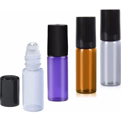 3Pcs/Lot 5ml Empty Roller Perfume Bottles for Essential Oils Roll-on Refillable Perfume Bottle Containers With Black Lid #88138