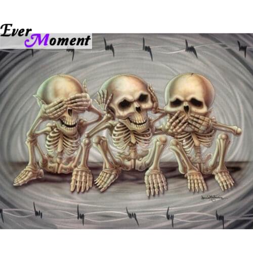 3d pictures with crystals diamond painting rhinestones music three skulls diamond embroidery 5d wall painting mosaic kit ASF760