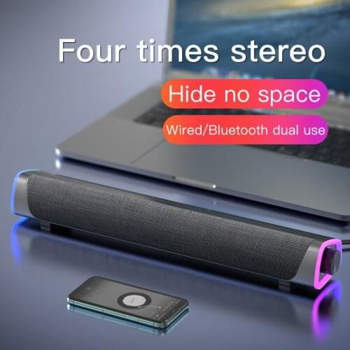 3D Surround Soundbar Bluetooth 5.0 Speaker Wired Computer Speakers Stereo Subwoofer Sound bar for Laptop PC Theater TV Aux 3.5mm