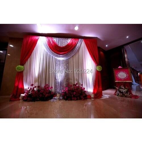 4m*3m Wedding stage background Wedding Backdrop with Beatiful Swag Wedding drape and curtain wedding decoration