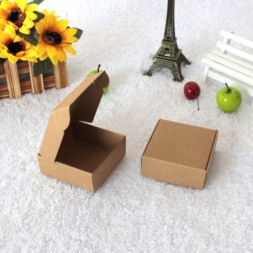 6.5*6.5*4cm Mini Baby Shower Party Favor Paper Boxes Brown Kraft Handmade Soap Gift Chocolate Craft Food Storage Package Boxes