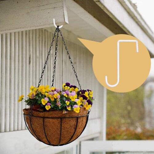 6Pcs White Steel Hangers Indoor Flower Baskets Outdoor Fence Gardening Hooks