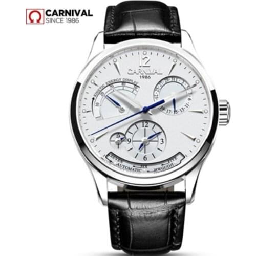 Carnival energy display automatic mechanical Watches Men Luxury Brand Watch men clock military genuine leather strap montre saat