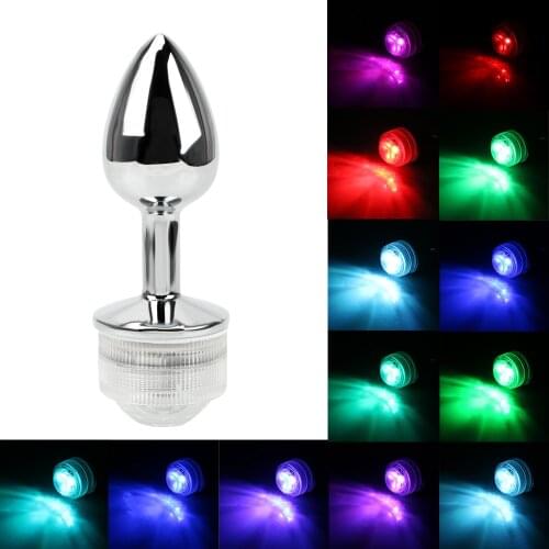 No Vibrator Sex Toys For Couples Stainless Steel Butt Plug Remote Control LED Light Metal Anal Plug Prostate Massager