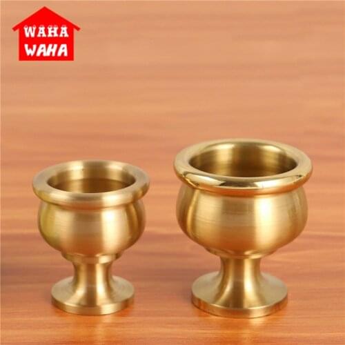 Buddhist High Heel Brass Holy Water Cup Thick & Solid Unfaded Cup Buddha Supply for Daily Pray or Activities/Home Decor