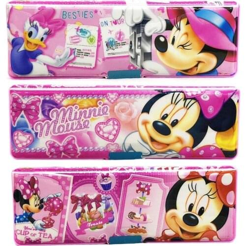 Disney stationery box cartoon cute Mickey Minnie pencil case colorful large-capacity double-sided pencil case learning gift