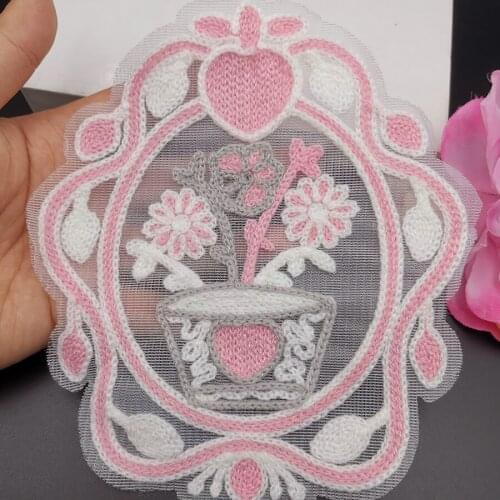 Flower basket pattern cloth stickers large size womens clothing accessories clothes decoration repair holes patch appliques