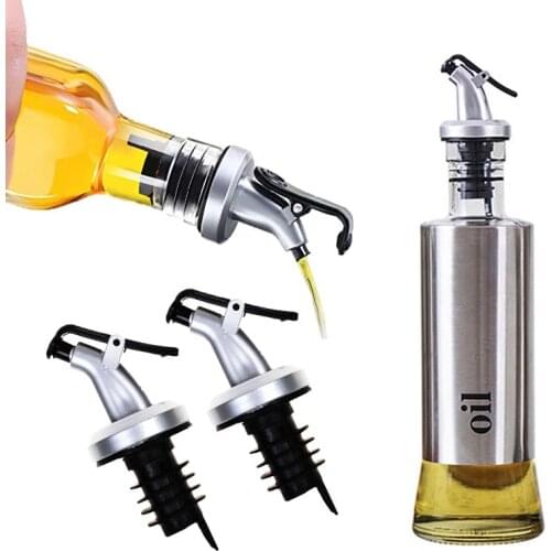 Oil and Vinegar Cruet Dispenser Wine Pourers with Drip-free Spouts Stainless Steel Oil-Dispenser for Oil Wine For Kitchen