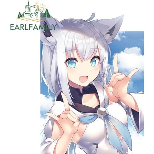 EARLFAMILY 13cm x 9.5cm for Hololive Shirakami Fubuki Waterproof Car Stickers VAN RV Decals Scratch-Proof Windows Car Styling
