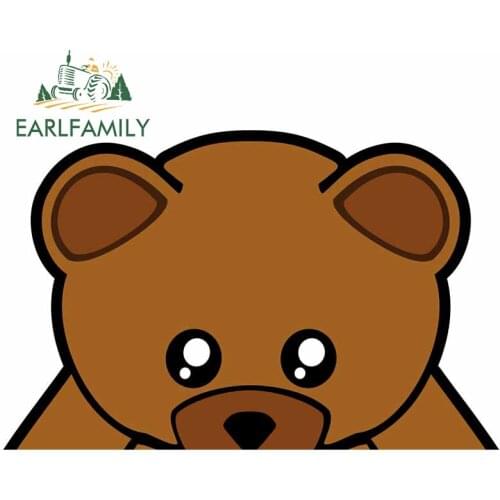 EARLFAMILY 13cm x 8.2cm for Bear Peep Cute Animal Car Stickers Family Suitcase Decoration Scratch-proof Windshield Trunk Decal