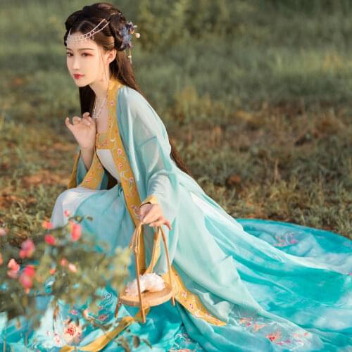 [Jin Linger] Mu Lan genuine original cabbage Hanfu full set of womens improved Song-made scorpion waist-length skirt spring