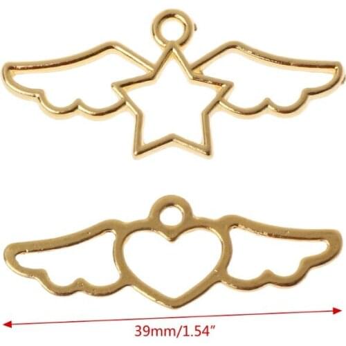 2Pcs Heart Star Frame Pendant Open Bezel Setting UV Resin Jewelry Making Dropshipping