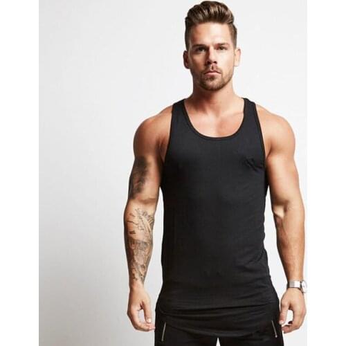 Gym Sport Tank Top Men Fitness Bodybuilding Workout Cotton Sleeveless shirt Male Summer Casual Stringer Singlet Solid Vest Tops