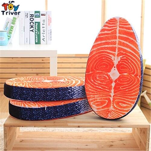 50*27*7cm Simulated 3D Sushi Salmon Plush Toy Cushion Pillow Mat Stuffed Toys Funny Birthday Gift Home Shop Restaurant Decor