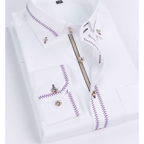 2020 Spring/Autumn Mens Long Sleeve Business Shirt Korean Fashion Wedding Pink Groom Shirt Male Interview Shirt