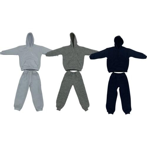 2pcs/set 1/6 Scale Men Top Hoodie Sweatshirt with Trousers Outfits for 12 Inch Action Figures Models Doll