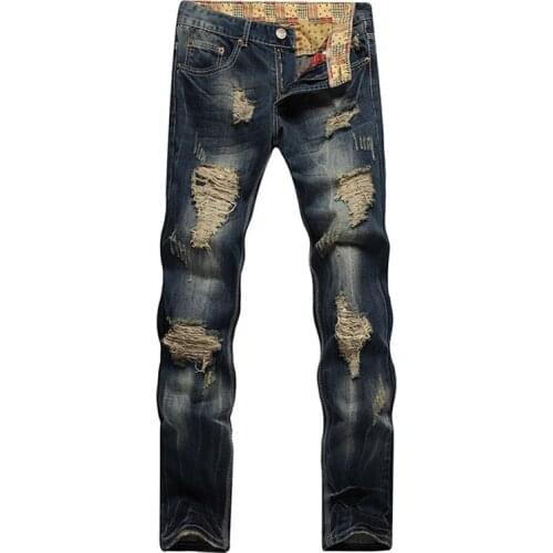 2021 Designer Mens Jeans Pants Slim Fit Light Blue Hole Denim Joggers Male Distressed Destroyed Trousers pantalon hombre Jeans