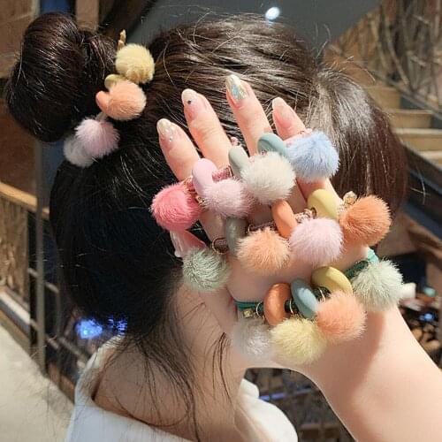 Soft female girl women Hair Ring Cute Elastic Rubber Band Colorful Plush Ball hair rope Hair Accessories ornaments Hair Bands