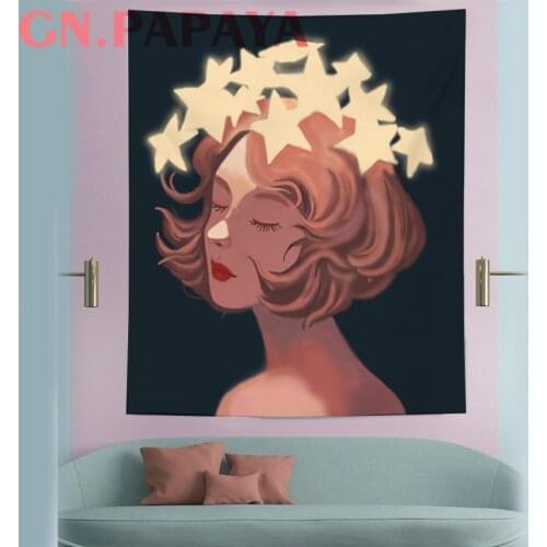 Nordic Art tapestry painting goblen start girl ins Tapestry macrame Polyester macrame Wall Hanging bohemian wall home decor