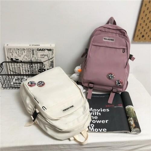 2021 New Fashion Womens Backpack Solid Color Nylon School Bag For Girls Large-capacity Waterproof Student School Backpack