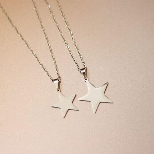 New Big Small Star Stainless Steel Necklace Couples Pendants Necklaces Women Men Fashion Minimalist Jewelry Valentines Day Gift