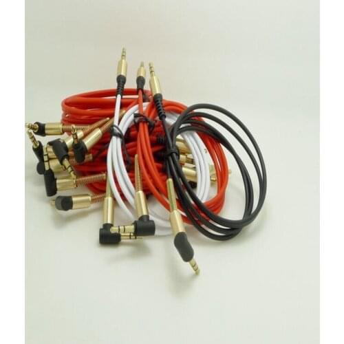 500pcs/lot 1M 3.5mm male to male Gold Plated 90 Degree Angle audio Aux Cable for iphone 6 6s 5 speaker Headphone Mp3 PC Mp4