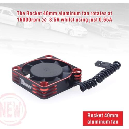 Rocket Cooling Fan 40mm Aluminum Fan Rotates at 16000RMP 8.5V for 1/10 1/8 RC Car 3650 3660 4068 4274 Motor ESC Fast Cooling