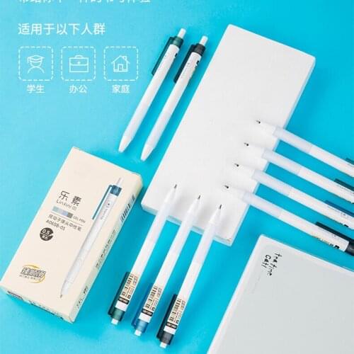 12pcs 0.5mm Can be hidden Roller ball pen Student Black writing pen school supplies stationary kit black gel pen