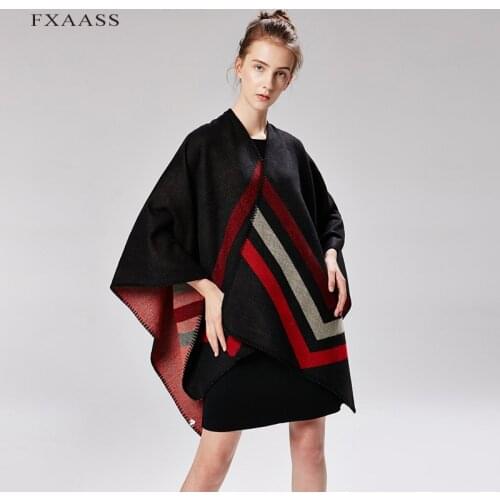 FXAASS New Autumn/Winter Shawl Fashion Poncho Women Scarf for Lady Luxury Blanket Cashmere Scarves Warm Pashmina Wholesale Cape