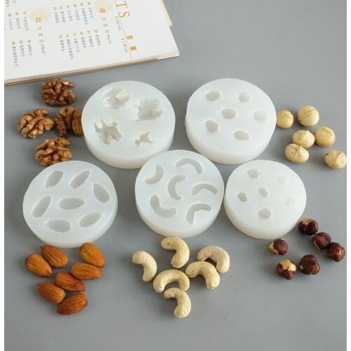 Silicone Fondant Mold Silicone Walnut Butan Wood Cashew Hazelnut Macadamia Dried Fruit Chocolate Decoration Clay Resin Molds