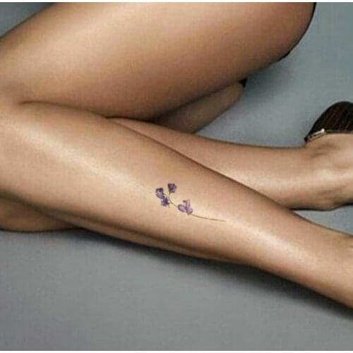 Purple Morning Glory Temporary Tattoo Stickers Sexy Pattern Deign Fake Tatto Waterproof Tatoo Leg Arm Small Size for Women Girl
