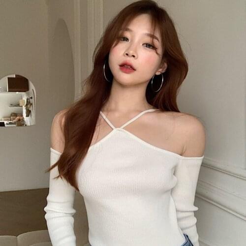 Womens Off Shoulder Knit Sweater Casual Slim Long Sleeve Top Blouse For Women Girls Korean Fashion Sweater Кофта Женская