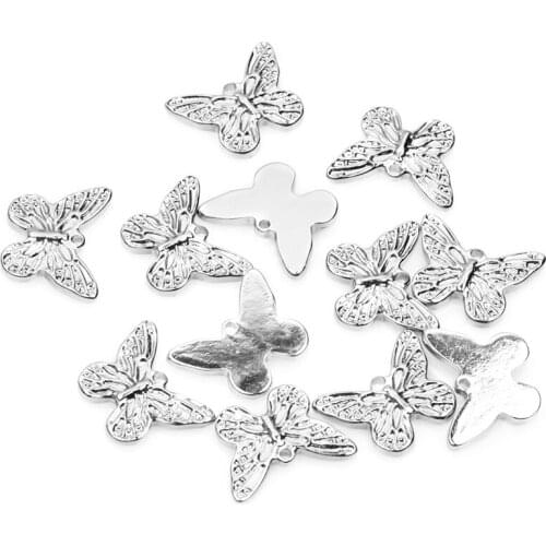 10Pcs/lot New Findings Animal Butterfly Stainless Steel Charms Pendant Jewelry Making DIY Handmade Earring Necklace Crafts