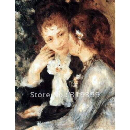 100% handmade Pierre Auguste Renoir Oil Painting Reproduction on linen canvas,young women talking ,FreeShipping,museum quality