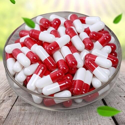 1000pcs/lot Free shipping red white gelatin empty capsules, hollow gelatin capsules, empty pill capsule,medicine capsule 0