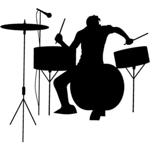 19*17CM Drums Drummer Silhouette Rock Band Music Car Stickers Fun Sporty Car Sticker Decals C2-0021