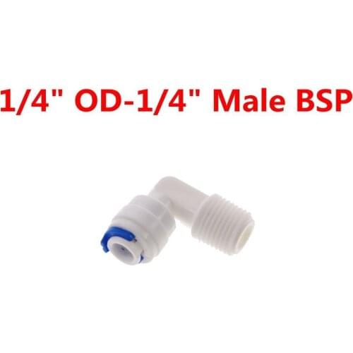 3 Pieces 1/4" OD Tube - 1/4" BSP Male Quick Connect Elbow Male BSP Pipe RO Water System Without trouble Of Nut Connector