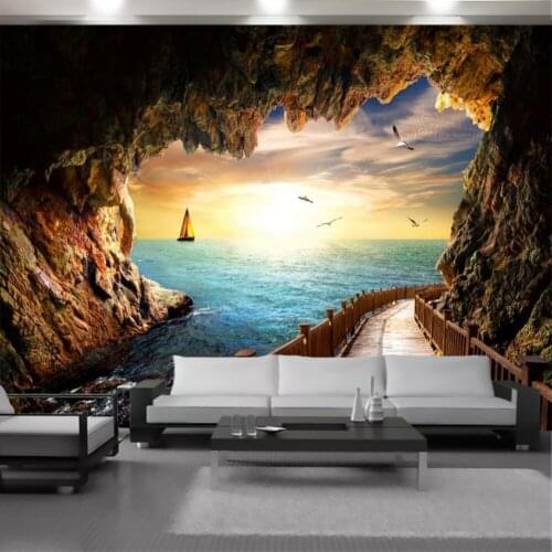 3d Seascape Wallpaper Beautiful Sea View Outside Cave Home Improvement Living Room Bedroom Painting Mural Wallpapers
