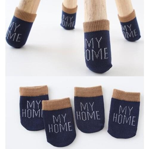 4Pcs Floor Protection Chair Foot Pad Leg Furniture Wool Knitting Cover Chair Cartoon Panda Cat Pads Floor Paw Protector Socks