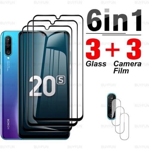 6in1 camera film for huawei honor 20s full cover front tempered glass for honor20s pro lite honer xonor 20i 20e Black edge glass