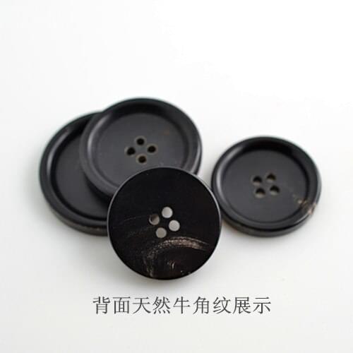 Free shipping 30pcs/lot Pure natural black horn suit button clasp high-grade overcoat wind buttons 11-28mm buttons shirt buttons