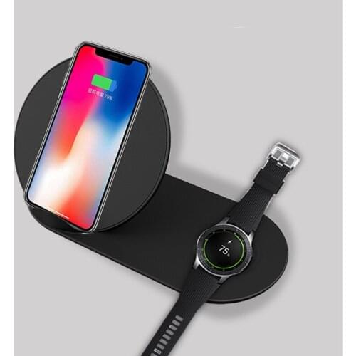 2 In 1 QI Wireless Charger for iPhone X XS MAX Apple Watch Samsung Gear S2 S3 S4 Note 9 Watch Fast Wireless Charging Charger