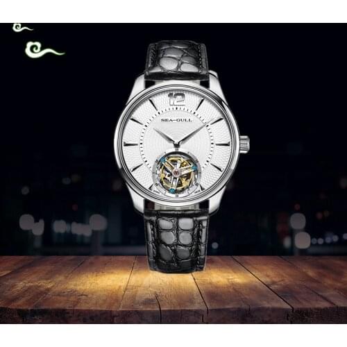 Seagull New Mens Watch Tourbillon Mechanical Watch Business Casual Crocodile Belt Sapphire Luxury Waterproof Mechanical Watch