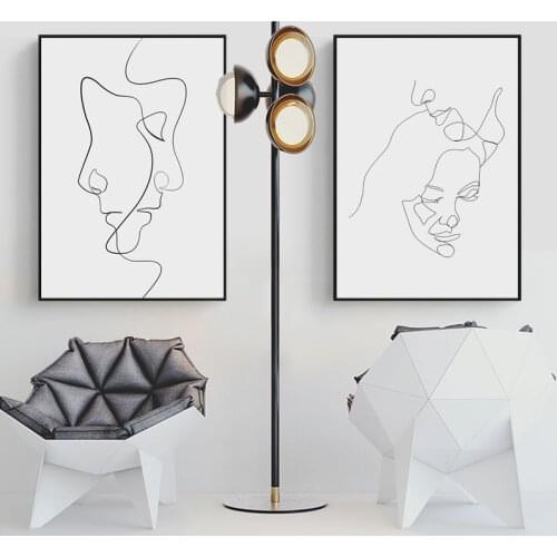 Nordic Style Black White Poster Line Abstract Artwork Sketch Wall Picture Modern Canvas Print Painting Living Room Decoration