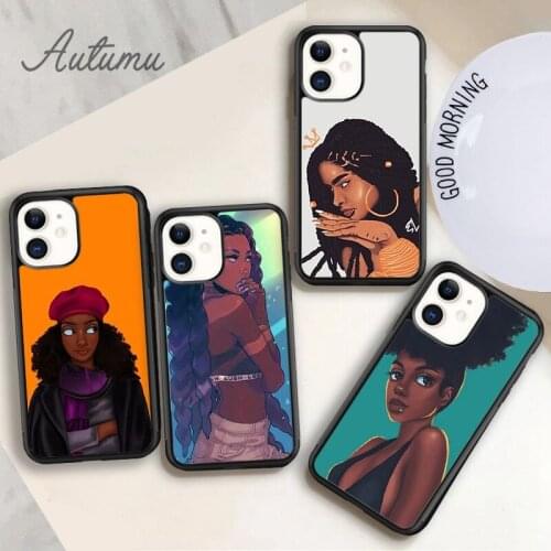Colorful Afro Girls Phone Case for iPhone 11 12 Pro Max mini X XR XS SE 2020 5 6S 7 8 Plus Samsung Galaxy S8 S9 S10 Cover shell