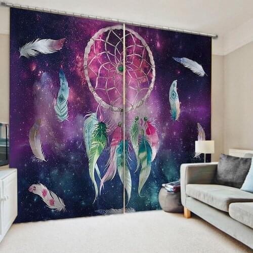 Purple curtains 2Pcs/Set feather window curtains for living room bedroom blackout curtains