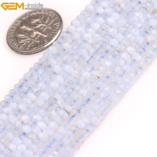 Gem-inside Natural AAA Grade Faceted Blue chalcedony Beads Rondelle Spacer Beads For Jewelry Making DIY 15"