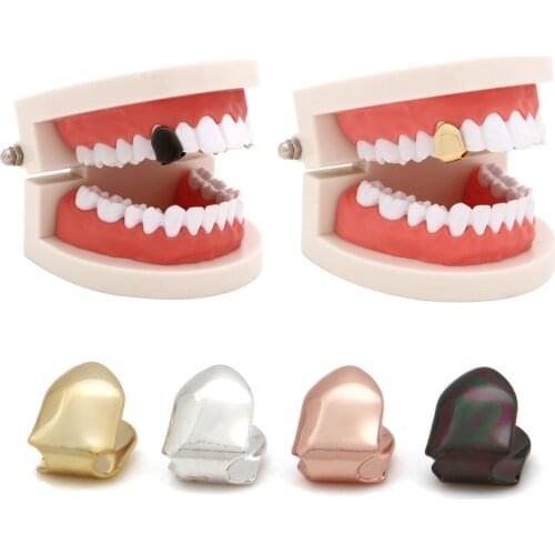 Hip Hop 1 Pc Metal Gold Silver Color Teeth Grillz For Women Men Rapper Tooth Cap Dental Grills Punk Jewelry Gift