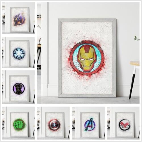 Canvas Paintings Abstract Art Marvel Avengers Logo Iron Man Captain America Watercolor Posters Living Room Bedroom Decoration