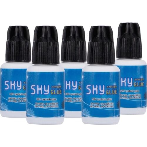 5 Bottles Sky S+ Glue for Eyelash Extension Holding Time 6 to 7 Weeks for Professional Use